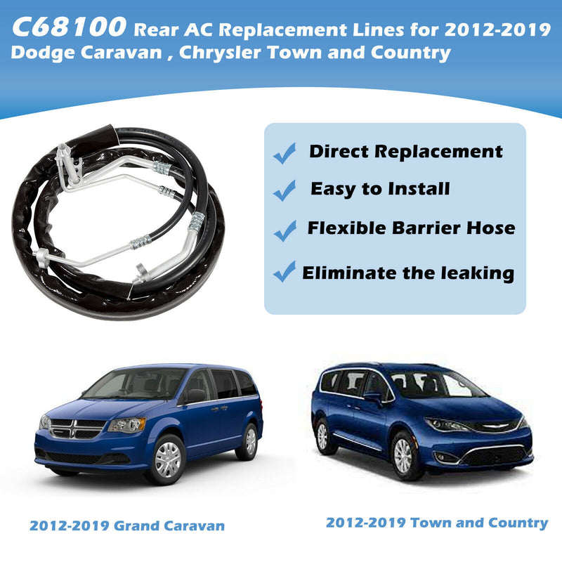DURAFORCE C68100 Rear/Aux AC Lines for 2012-2019 Dodge Caravan & Chrysler Town and Country