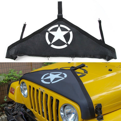 DURAFORCE Front Hood Cover End Bra Protector for Jeep Wrangler JK JKU 2007-2018 Black Star