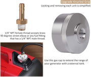DURAFORCE Aluminum Extended Run Fuel Gas Cap w/ Brass Hose For Yamaha EF2000is EF1000is