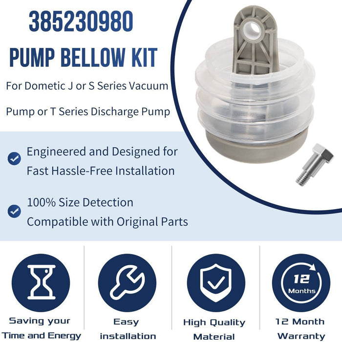DURAFORCE Dometic SeaLand 385230980 Pump Bellows Kit S & J Series Vacuum & Discharge Pump