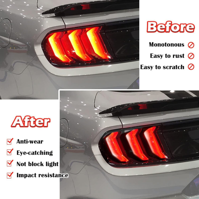 DURAFORCE ABS Car Tail Light Lamp Cover Guard Trim Frame Bezels for Ford Mustang 2018-2021
