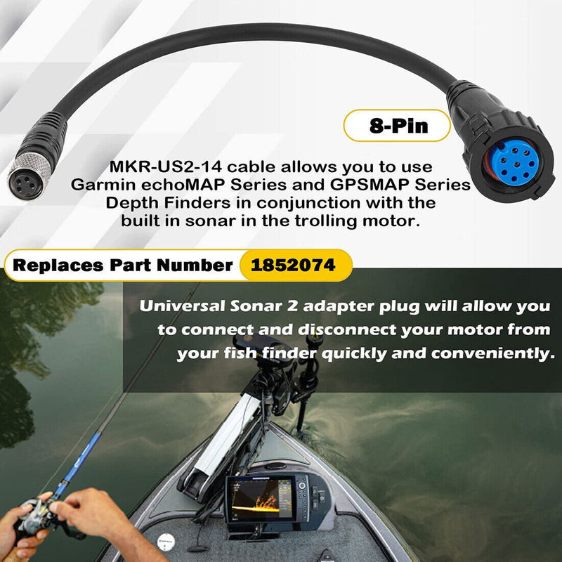 DURAFORCE for Minn Kota MKR-US2-14 Garmin 8 Pin Adapter Cable 1852074 Sonar 2 Adapter Plug