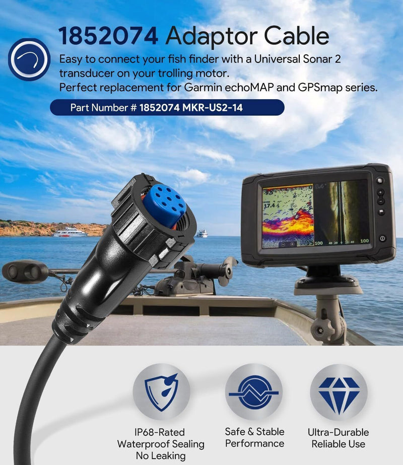 DURAFORCE for Minn Kota MKR-US2-14 Garmin 8 Pin Adapter Cable 1852074 Sonar 2 Adapter Plug