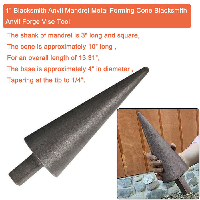 DURAFORCE Blacksmith Anvil Cone Mandrel Hardy Tool/Hard Iron Anvil Forming Cone 1“ Hardy