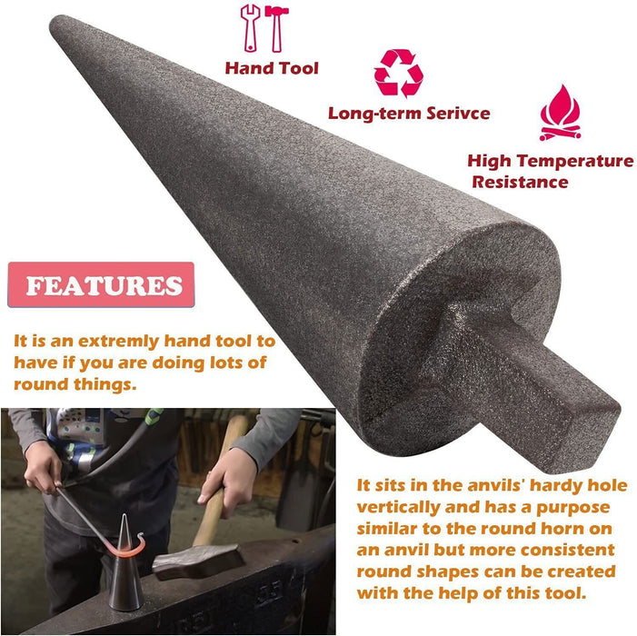 DURAFORCE Blacksmith Anvil Cone Mandrel Hardy Tool/Hard Iron Anvil Forming Cone 1“ Hardy