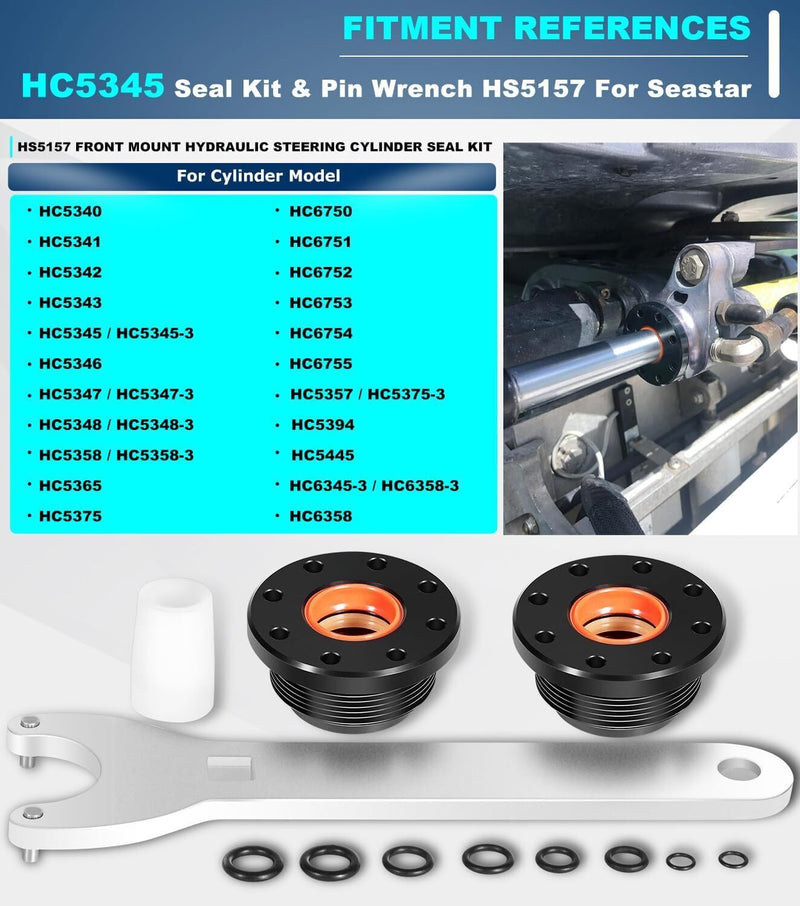DURAFORCE Front Mount Hydraulic Steering Cylinder Seal Kitfor SeaStar HC5345 HC5358 HC5340