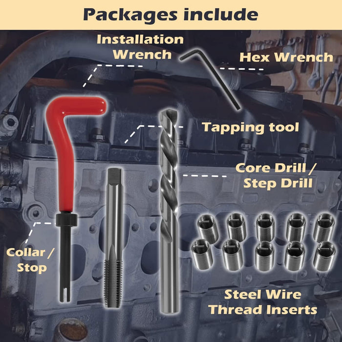 DURAFORCE 1420 Engine Cylinder Head Bolt Repair Tool Kit M11.5mm x 1.5 For Honda Toyota