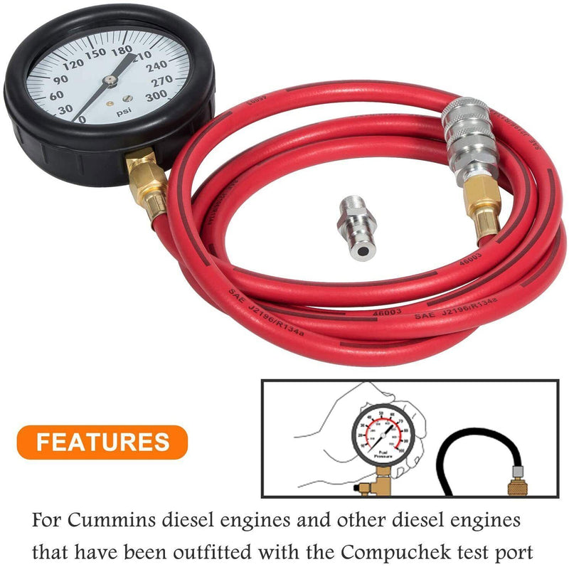 DURAFORCE TU-32-20 - 0 to 300 psi Compuchek Fuel System Pressure Tester Gauge