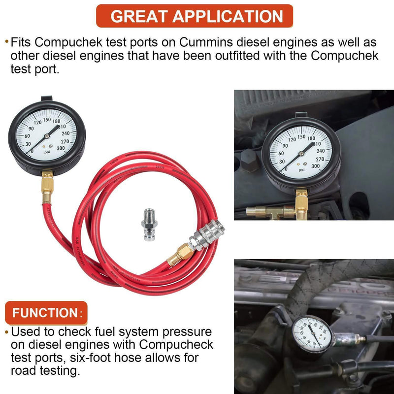 DURAFORCE TU-32-20 - 0 to 300 psi Compuchek Fuel System Pressure Tester Gauge