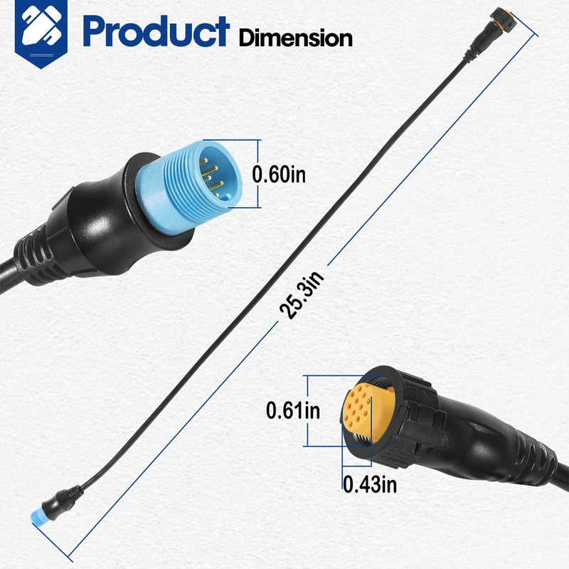 DURAFORCE For GARMIN 8-Pin Transducer to 12-Pin Sounder Adapter Cable w/ XID 010-12122-10