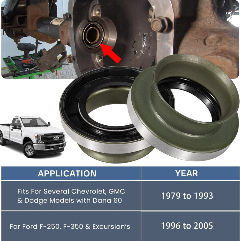 DURAFORCE 36487 Front Inner Axle Tube Seal Spicer for Dana 50/60/61 Ford Chevy GMC Dodge