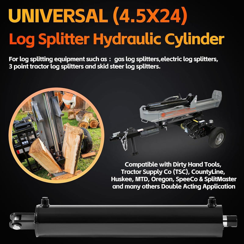 DURAFORCE 4.5" Bore x 24" Stroke Hydraulic Cylinder Welded Double Acting For Log Splitter