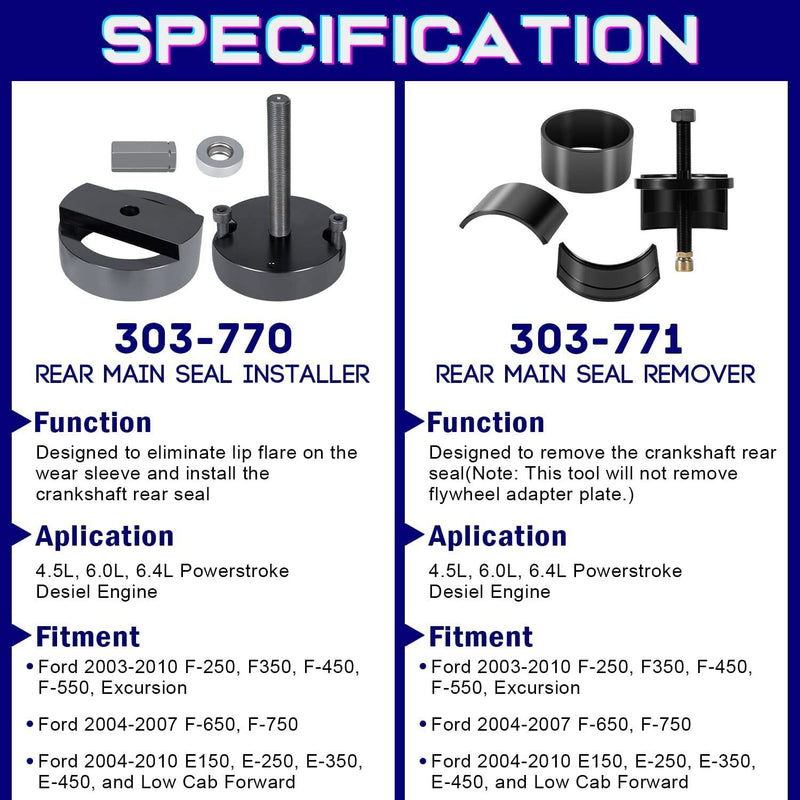 DURAFORCE For Ford 6.0L 6.4L Front & Rear Crankshaft Seal Wear Ring Installer Remover Set