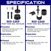 DURAFORCE For Ford 6.0L 6.4L Front & Rear Crankshaft Seal Wear Ring Installer Remover Set