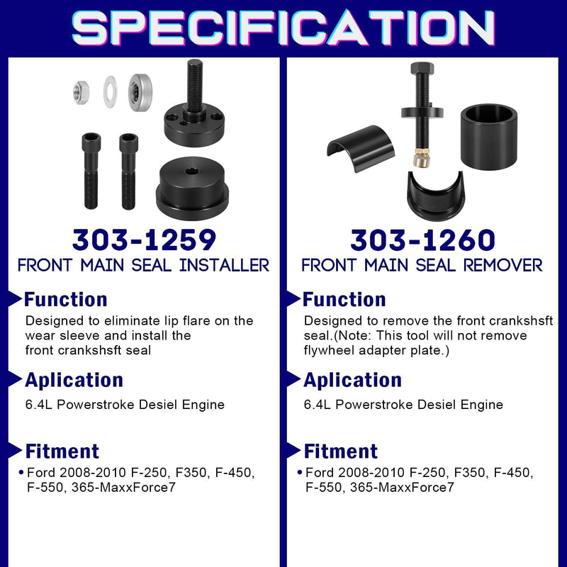DURAFORCE For Ford 6.0L 6.4L Front & Rear Crankshaft Seal Wear Ring Installer Remover Set