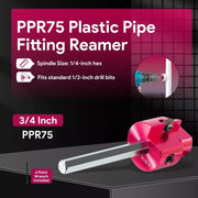 DURAFORCE PPR75 PVC Fitting Saver with 1/4" Hex Shaft 3/4" Head Aluminum PVC Reamer Tool
