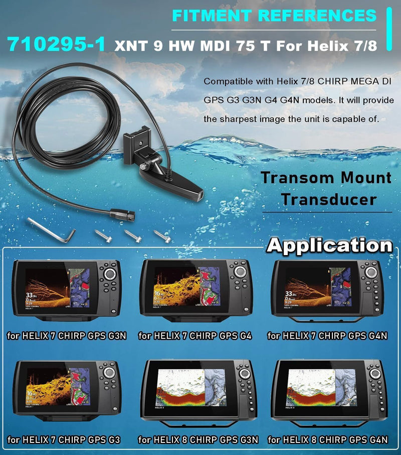 DURAFORCE for Humminbird 710295-1 XNT 9HW MDI 75 T Helix 7/8 Chirp MEGA Transom Transducer