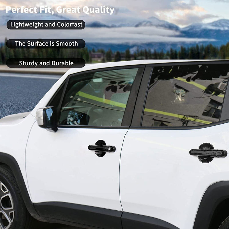 DURAFORCE 4Pcs Black ABS Door Handle Bowl Frame Cover Trim for Jeep Renegade 2015-2022