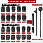DURAFORCE 27Pcs 3/4-Inch Drive SAE & Metric Impact Socket Set for Trailers Trucks Tractors