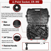 DURAFORCE 27Pcs 3/4-Inch Drive SAE & Metric Impact Socket Set for Trailers Trucks Tractors