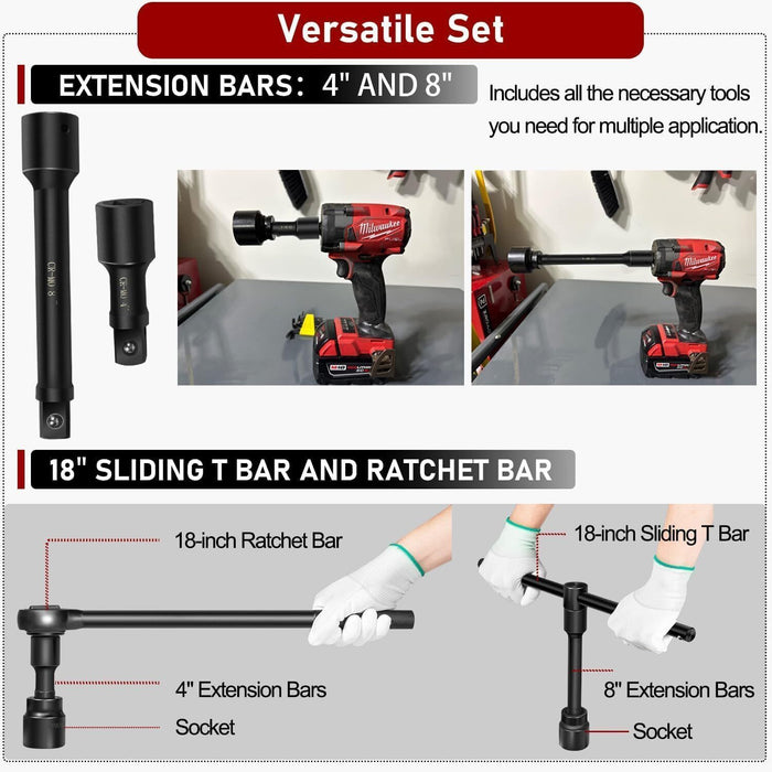 DURAFORCE 27Pcs 3/4-Inch Drive SAE & Metric Impact Socket Set for Trailers Trucks Tractors