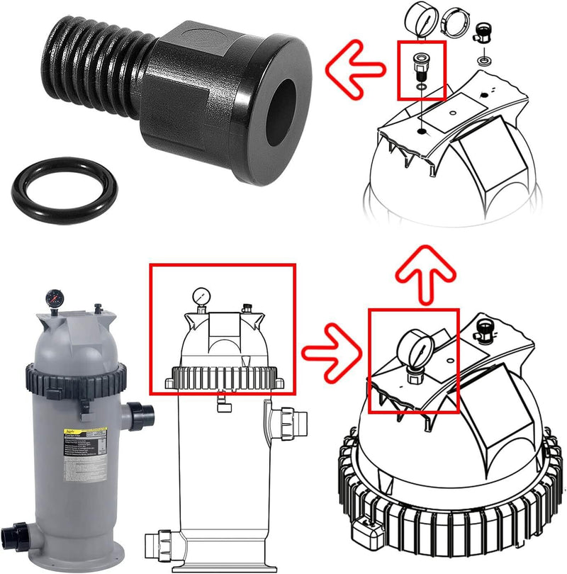 DURAFORCE R0557100 Pressure Gauge Adapter For Jandy Zodiac CJ CS Series Filter CJ250 CS250