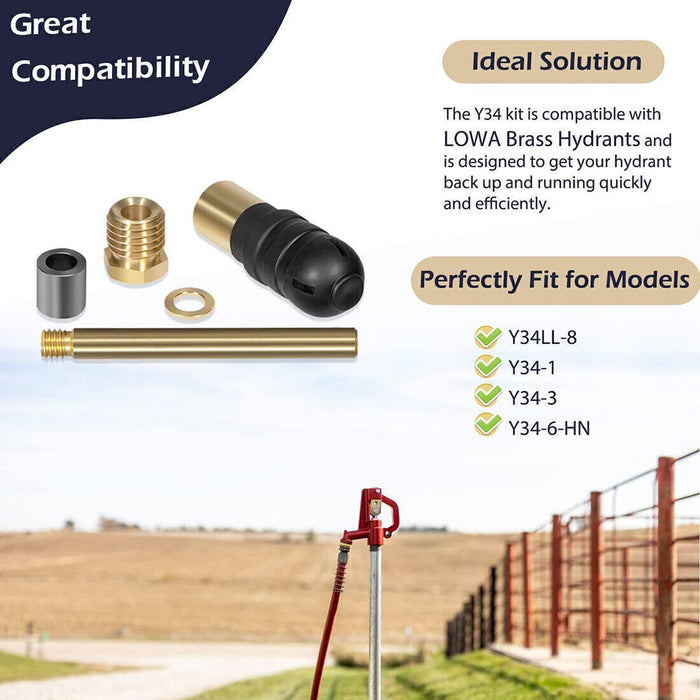 DURAFORCE Y34 Iowa Brass Hydrant Upgraded Repair Kit for Woodford Model Iowa Y34 Yard