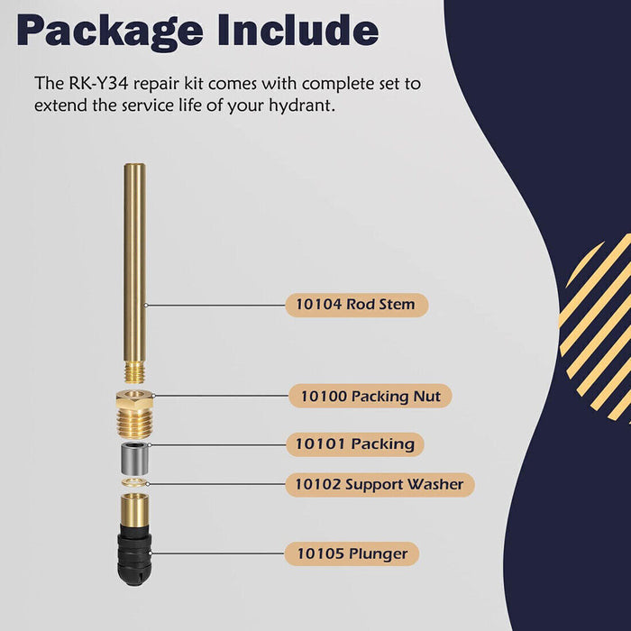 DURAFORCE Y34 Iowa Brass Hydrant Upgraded Repair Kit for Woodford Model Iowa Y34 Yard