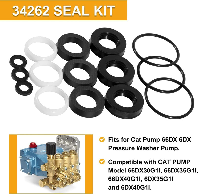 DURAFORCE 34262 Seal Kit for CAT Pumps 66DX 6DX Pressure Washer Pump 66DX30G1I 6DX40G1I