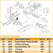 DURAFORCE 34262 Seal Kit for CAT Pumps 66DX 6DX Pressure Washer Pump 66DX30G1I 6DX40G1I