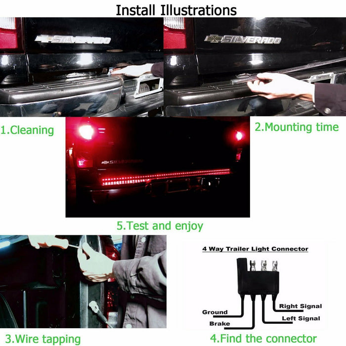 DURAFORCE 60" LED Tailgate Strip Light Bar Reverse Brake Turn Signal Light for Car Truck