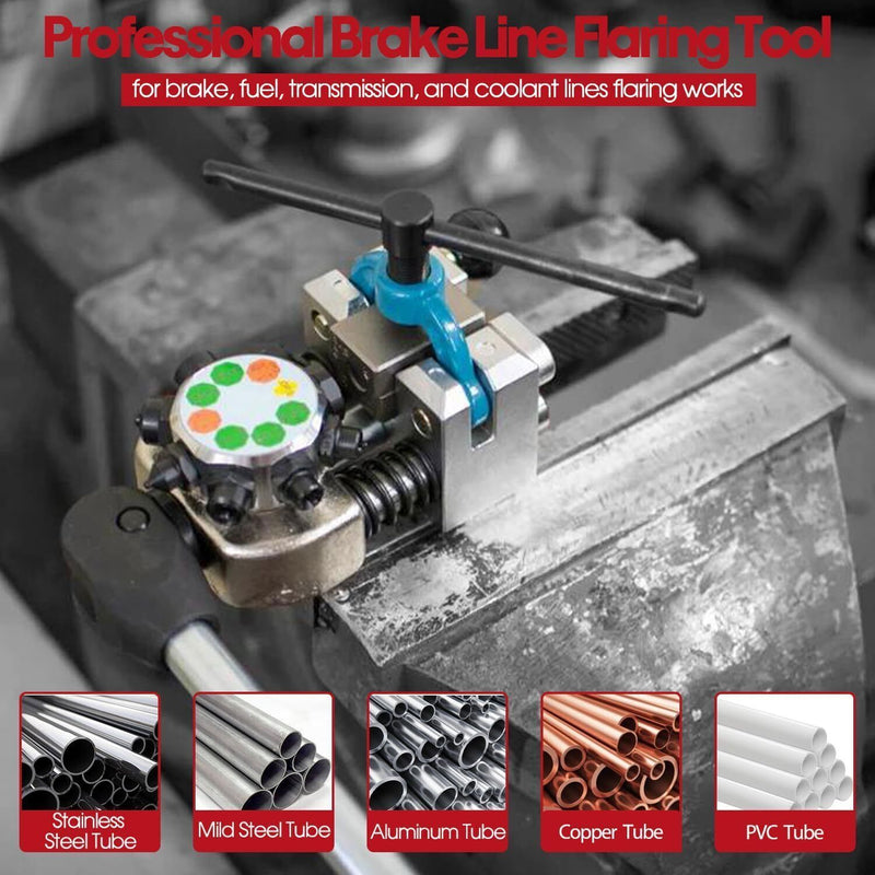 DURAFORCE Professional Brake Line Flaring Tool 45 Degree Set-Single, Bubble, Double Flares
