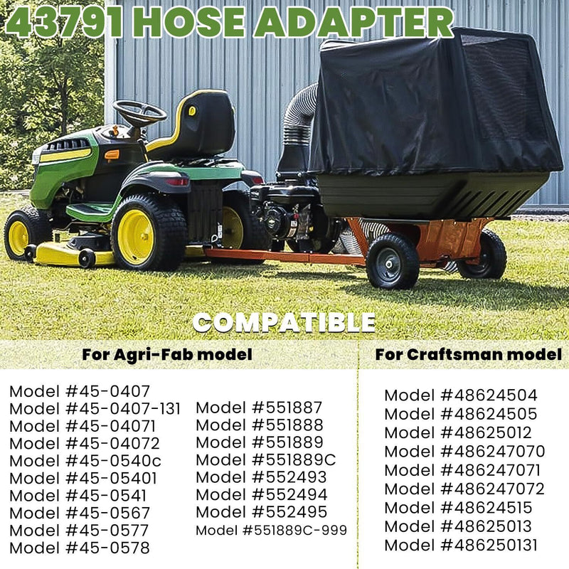 DURAFORCE 43791 Hose Adapter Lawn Vacuum Parts Hose Adapter for Agri-Fab Vacuums Cleaners