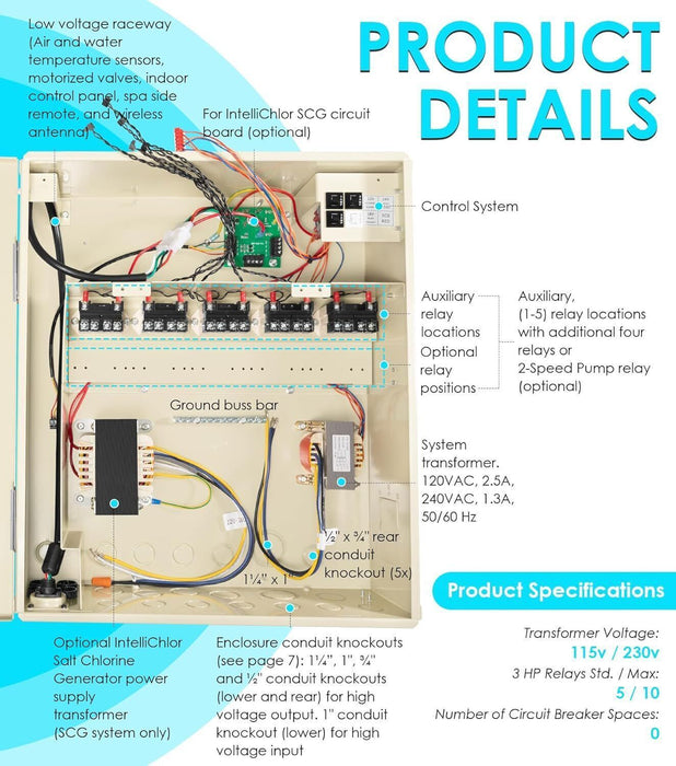 DURAFORCE 521214 Pool/Spa Power Center for IntelliChlor IC20/40/60 | 115V/230V Transformer