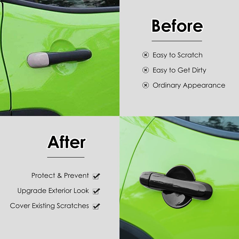 DURAFORCE Black Door Handle Cover & Cup Bowl Frame Cover Kit for Jeep Renegade 2015-2021