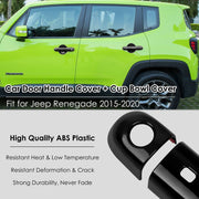 DURAFORCE Black Door Handle Cover & Cup Bowl Frame Cover Kit for Jeep Renegade 2015-2021