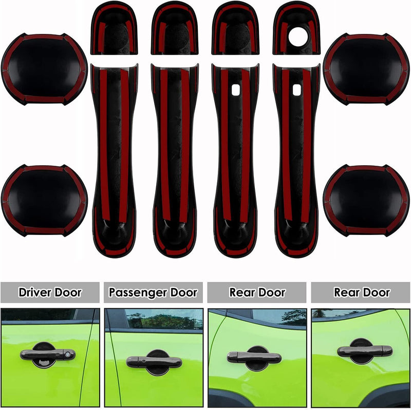 DURAFORCE Black Door Handle Cover & Cup Bowl Frame Cover Kit for Jeep Renegade 2015-2021