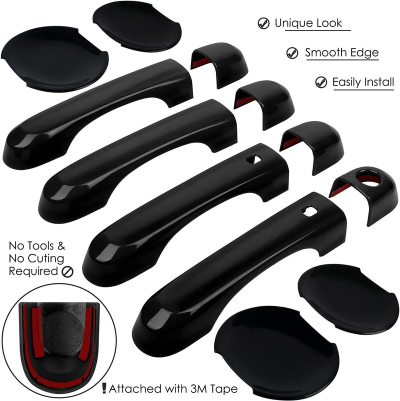 DURAFORCE Black Door Handle Cover & Cup Bowl Frame Cover Kit for Jeep Renegade 2015-2021