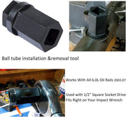 DURAFORCE Oil Rail Ball Tube Socket Tool +O-Ring+Injector Seal Kit for 6.0L Ford 2003-2007