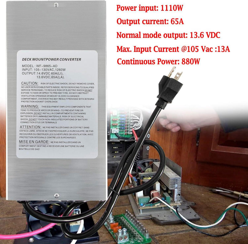DURAFORCE for WFCO WF-9865-AD-CB 65 Amp DC Auto Detect Deckmount Converter Charger WF-9800