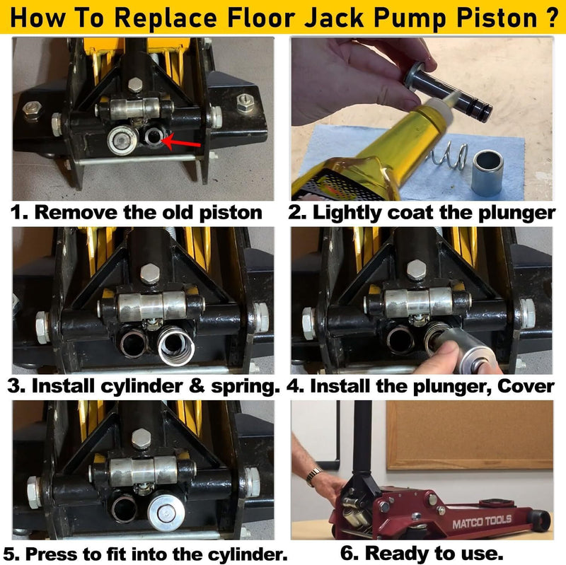 DURAFORCE Pump Piston Plunger Kit for Harbor Freight-Costco-Arcan-Matco 3 & 3 1/4 Ton Jack