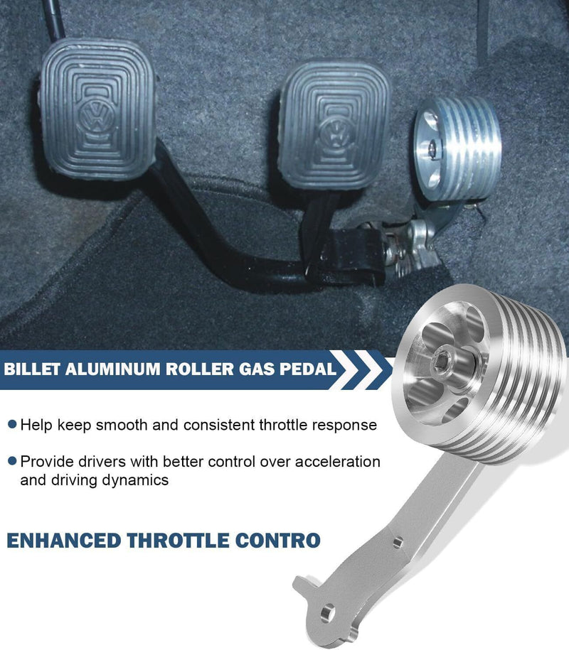 DURAFORCE 8511 Billet Aluminum Roller Gas Pedal for 1949-1977 Stock Volkswagen VW Bug Ghia