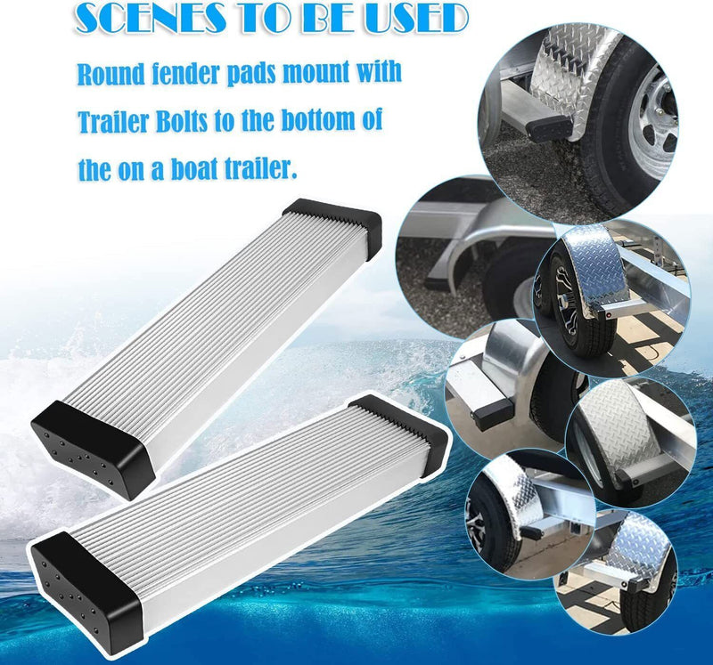 DURAFORCE 2Pcs Aluminum Boat Trailer Round Fender Mount and Step Pad Bolt On Brackets
