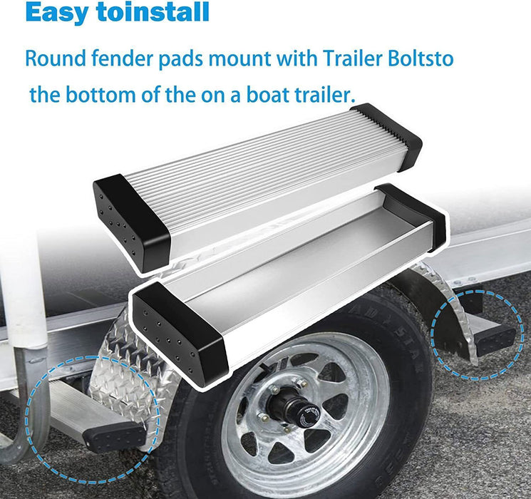 DURAFORCE 2Pcs Aluminum Boat Trailer Round Fender Mount and Step Pad Bolt On Brackets
