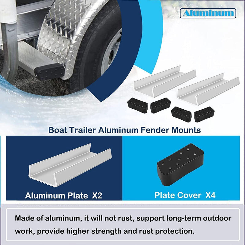 DURAFORCE 2Pcs Aluminum Boat Trailer Round Fender Mount and Step Pad Bolt On Brackets