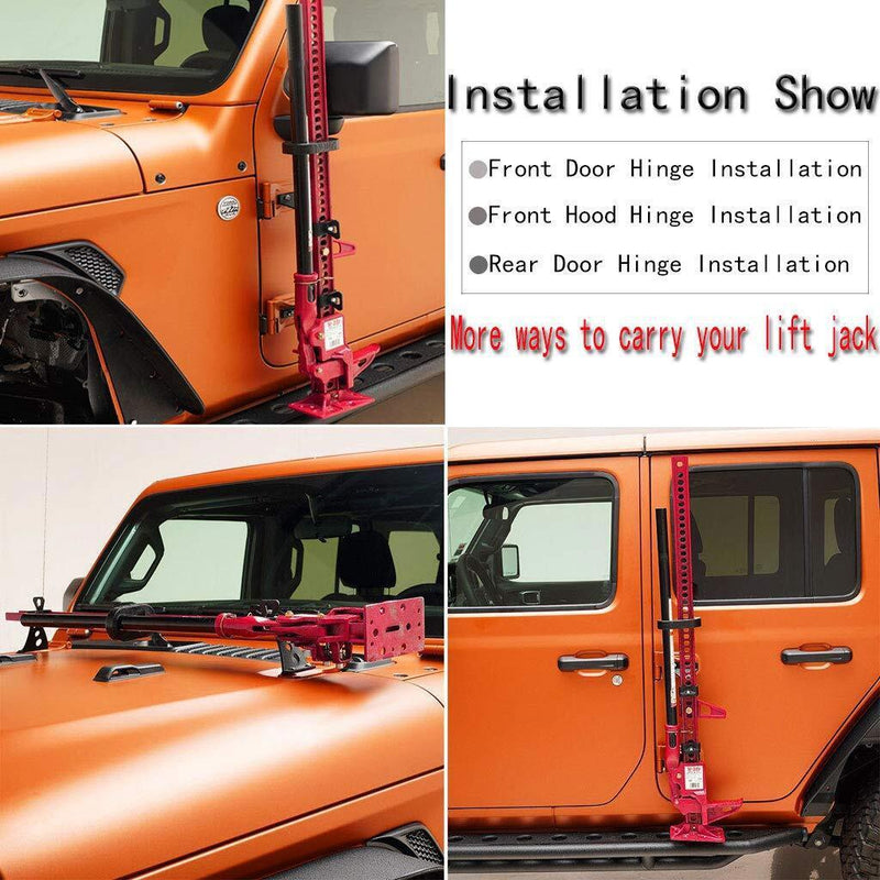 DURAFORCE Hi Lift Jack Mount Hood Hinge Door Hinge Bracket for Jeep Wrangler JK JL 07-21