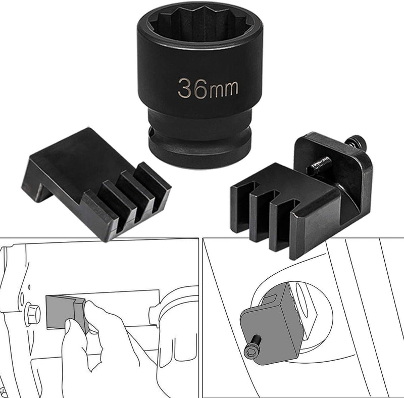 DURAFORCE 22100 Flywheel Locking Holder Tool & 36mm 3/4" Socket for 6.6L Duramax