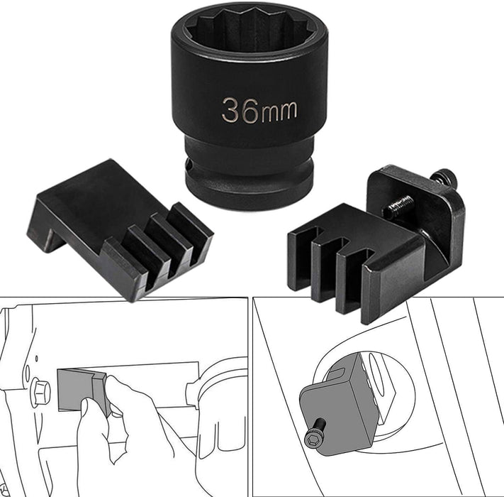 DURAFORCE 22100 Flywheel Locking Holder Tool & 36mm 3/4" Socket for 6.6L Duramax