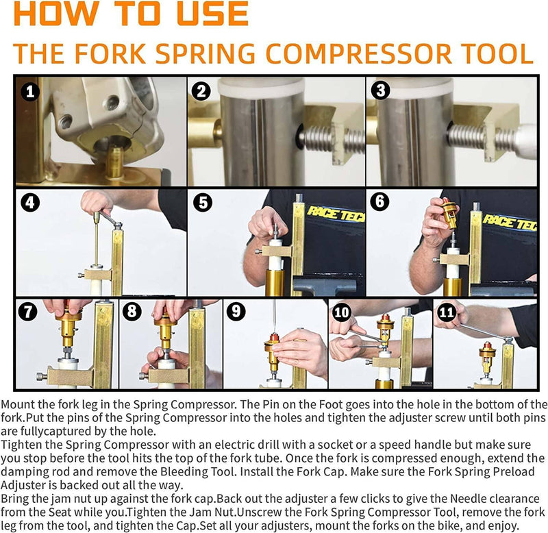 DURAFORCE TFSC 01 Fork Spring Compressor Motorcycles Tool for Most Sport Bikes Road Racers