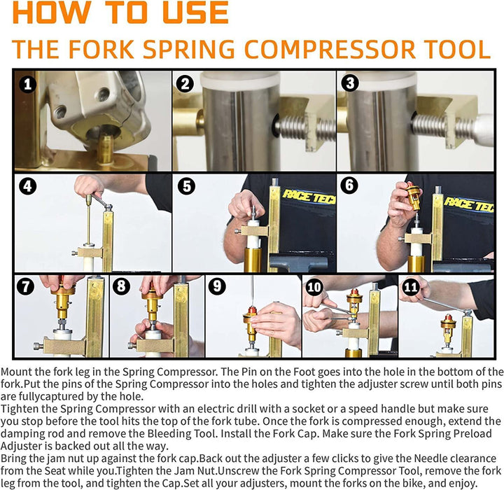 DURAFORCE TFSC 01 Fork Spring Compressor Motorcycles Tool for Most Sport Bikes Road Racers